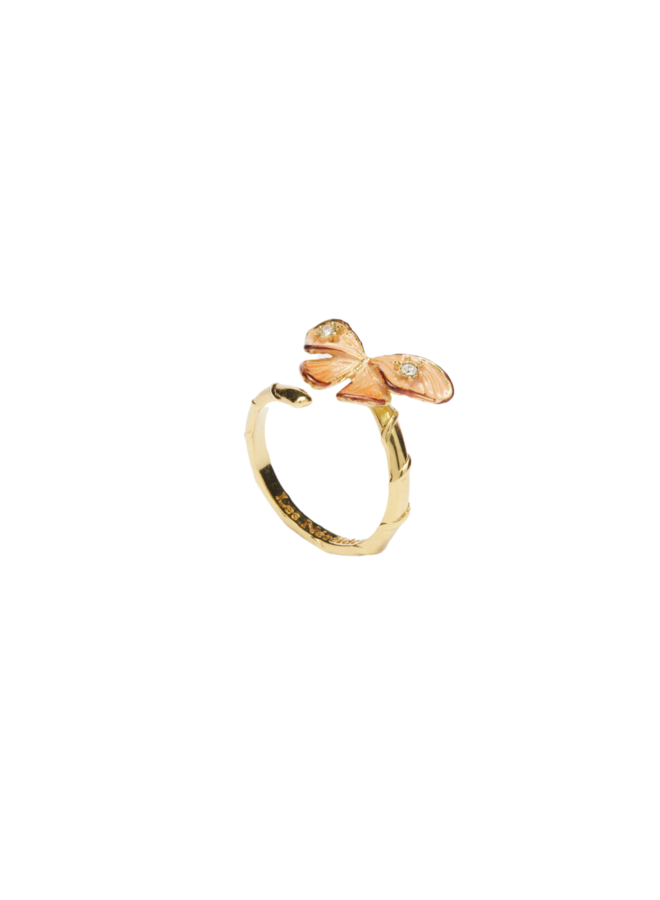 Les Néréides Enamelled Butterfly and Cut Glass Stone Adjustable Ring