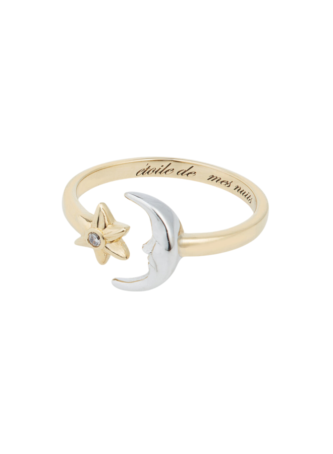 Les Néréides Moon and Star Adjustable Ring