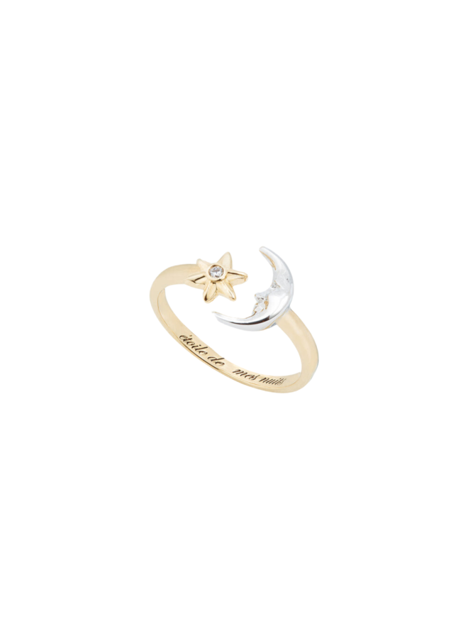 Les Néréides Moon and Star Adjustable Ring