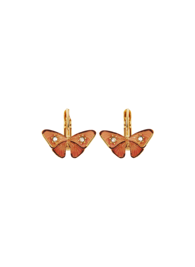 Les Néréides Enamelled Butterfly and Stone Sleeper Earrings