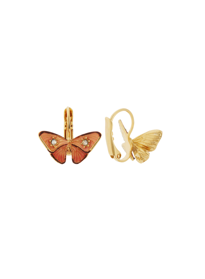 Les Néréides Enamelled Butterfly and Stone Sleeper Earrings