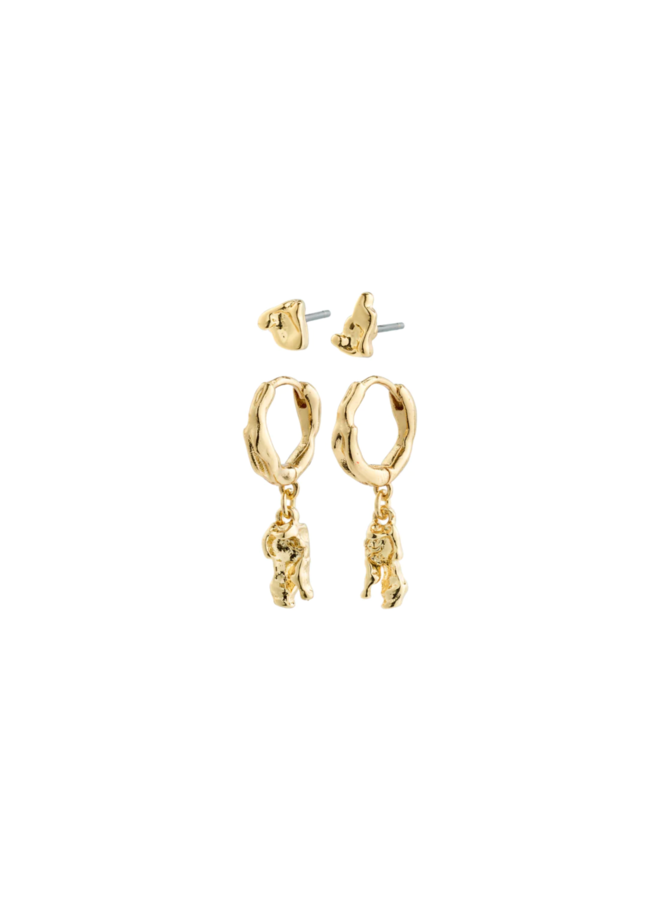 Pilgrim SEA recycled earrings, 2-in-1 set, gold-plated