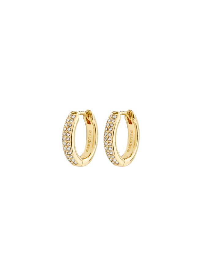 Pilgrim BLOOM recycled crystal hoop earrings gold-plated