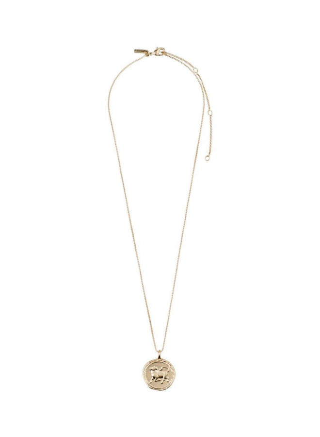 Pilgrim TAURUS recycled Zodiac Sign Coin Necklace, gold-plated