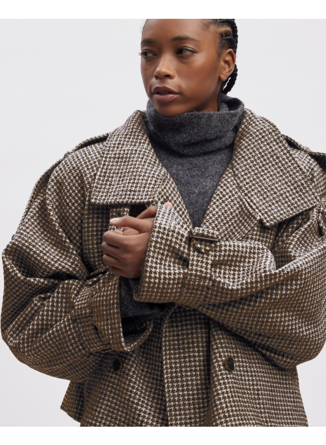Gestuz AvicGZ Jacket Brown Black Houndstooth Liefste Fashion