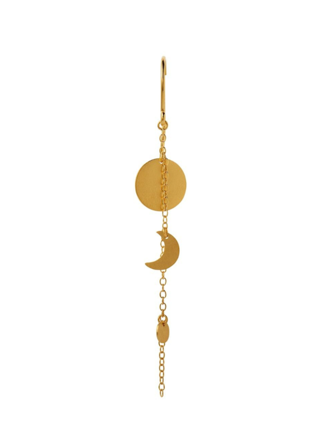 Stine A Sun and Moon Earring with Chain - per stuk