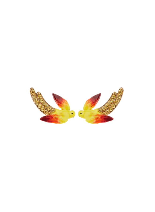 Les Néréides Yellow budgie post earrings