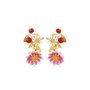 Les Néréides  Pink and white anemone post earrings