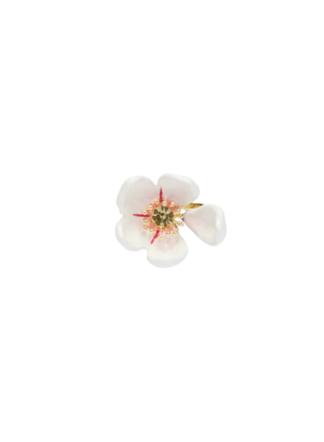 Les Néréides Japanese white cherry blossom and petals adjustable ring