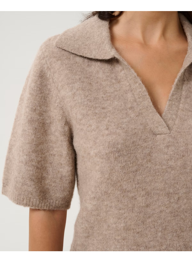 Gestuz GZAlpha ss Polo Pullover Warm Sand Melange