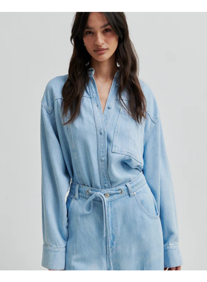 Second Female Irvin Denim Shirt Light Blue Denim