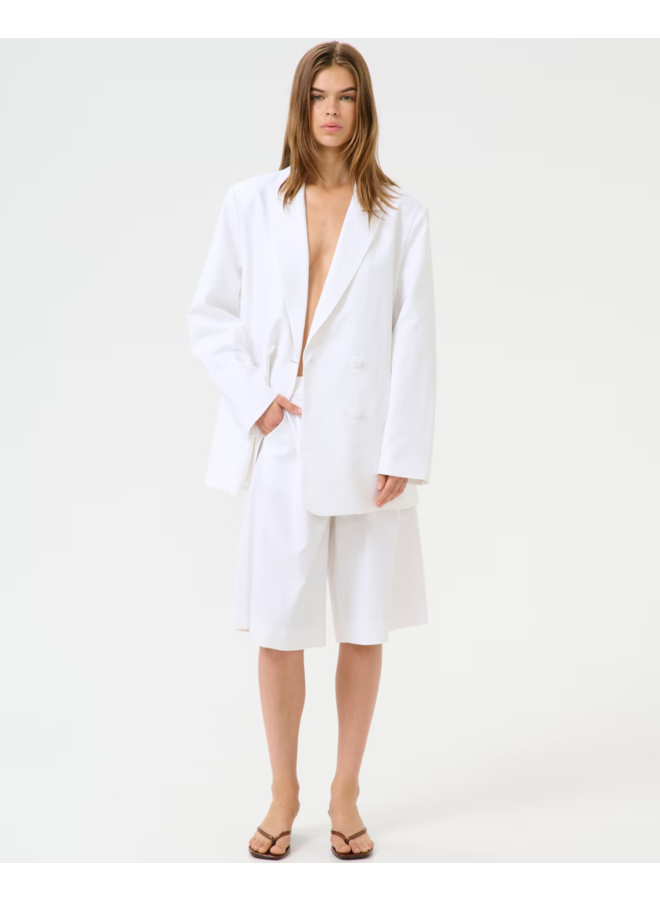 Gestuz Izza Linen Blazer Bright White