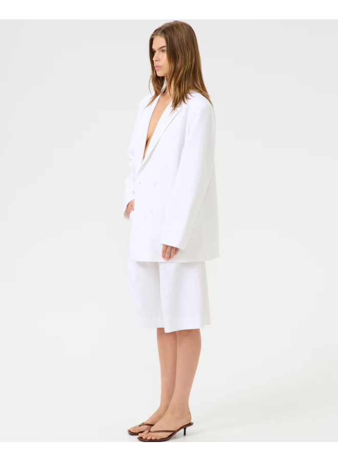 Gestuz Izza Linen Blazer Bright White
