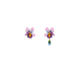 Les Néréides Asymmetrical violet flower and blue stone earrings