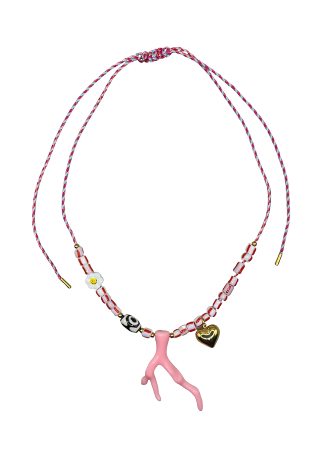 Bonnie Studios Pendant Party Pink Adjustable Necklace