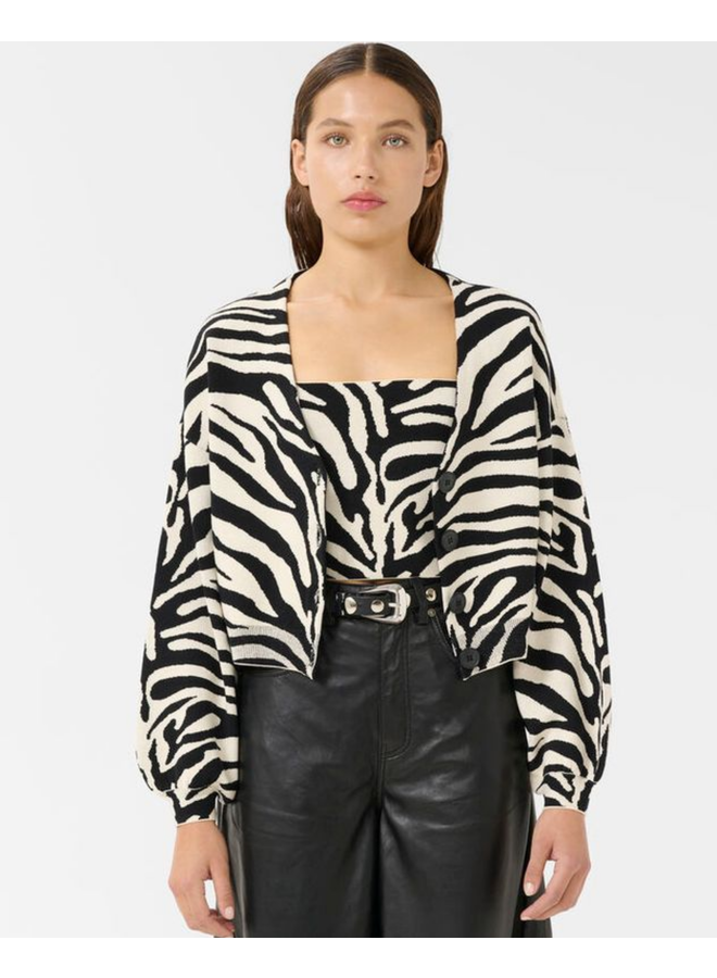 Gestuz Zebba Cardigan Black/Birch Tiger