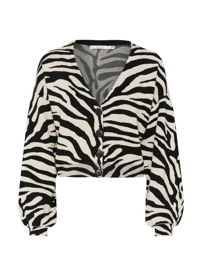 Gestuz Zebba Cardigan Black/Birch Tiger
