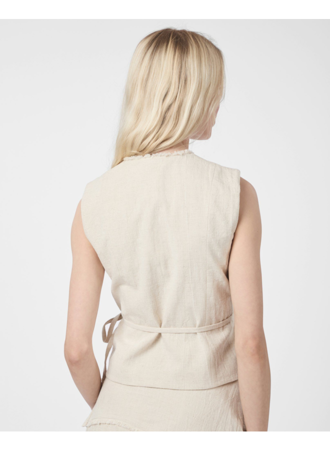 Neo Noir Filora Ramie Wrap Waistcoat Natural