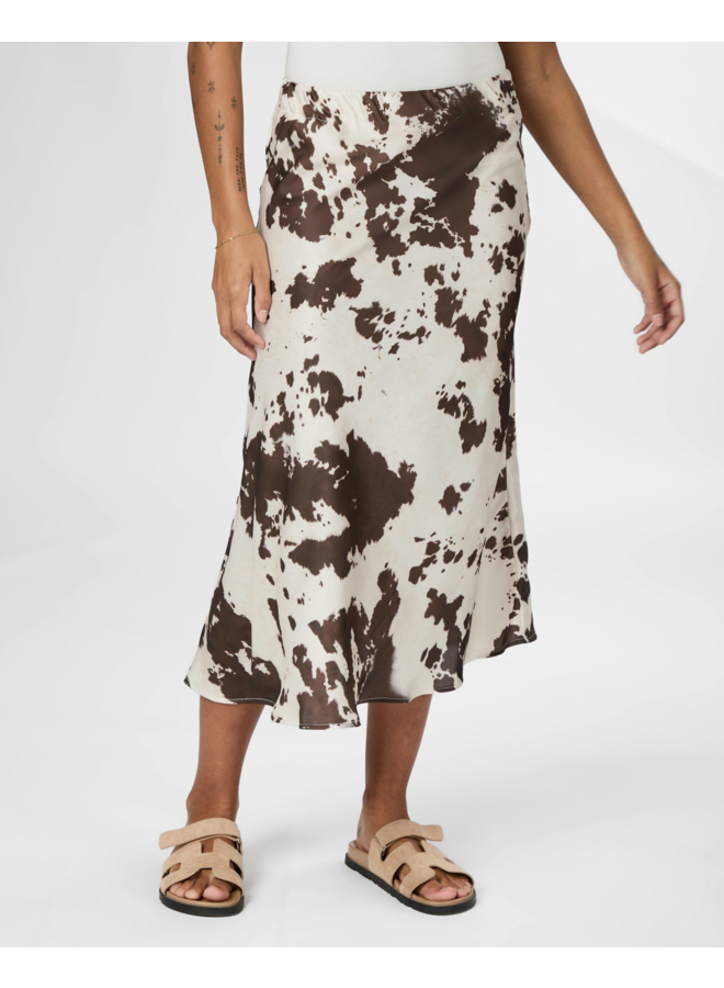 Neo Noir Viso Cow Print Skirt Brown