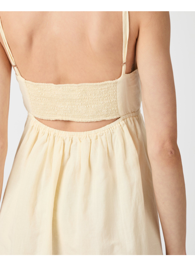 Neo Noir Savani Long Linen Dress Light Yellow