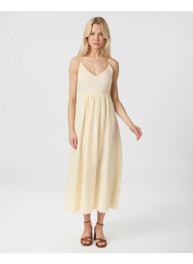 Neo Noir Savani Long Linen Dress Light Yellow