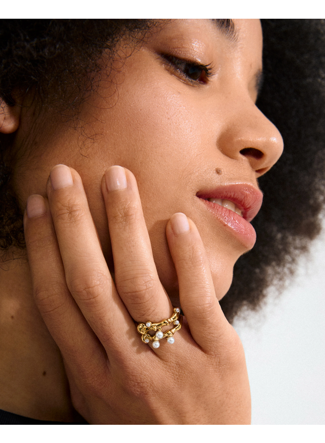 Pilgrim HADLEY rings, 2-in-1 set, gold-plated