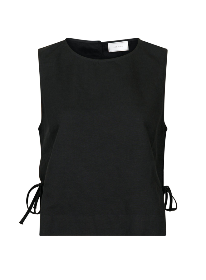 Neo Noir Svetlana Linen Top Black