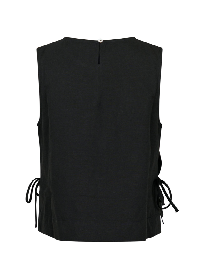 Neo Noir Svetlana Linen Top Black
