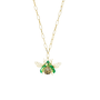 Les Néréides Flying green rose chafer pendant necklace with black faceted stone