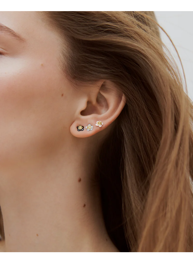 Les Néréides Single earring with a blue flower and a faceted stone - per stuk