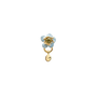 Les Néréides Single earring with a blue flower and a faceted stone - per stuk