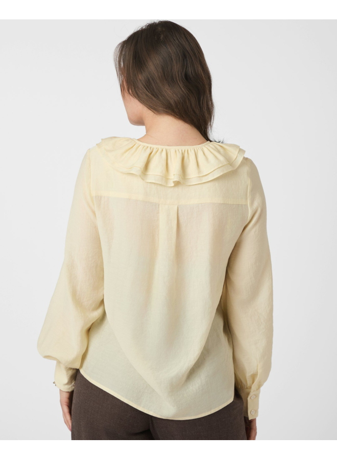 Neo Noir Katarina Crepe Ruffle Blouse Light Yellow