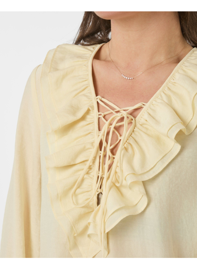 Neo Noir Katarina Crepe Ruffle Blouse Light Yellow