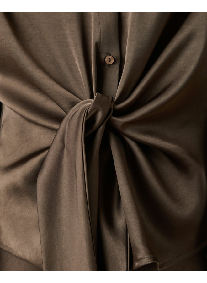 Neo Noir Naja Satin Shirt Dark Brown