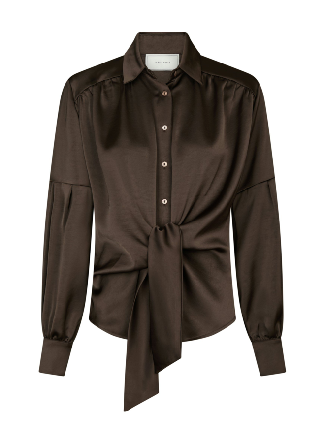 Neo Noir Naja Satin Shirt Dark Brown