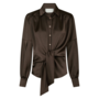 Neo Noir Naja Satin Shirt Dark Brown