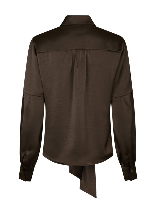 Neo Noir Naja Satin Shirt Dark Brown