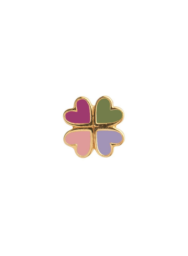 Stine A Love Heart Clover Enamel Earring Pink Fuschia - per stuk