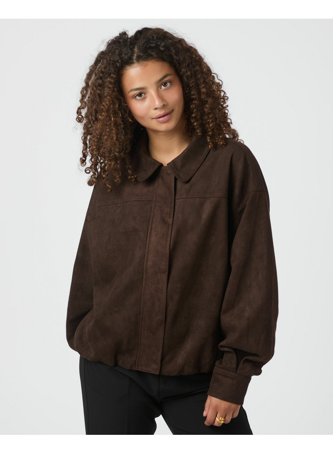 Neo Noir Rubby Faux Suede Jacket Dark Brown