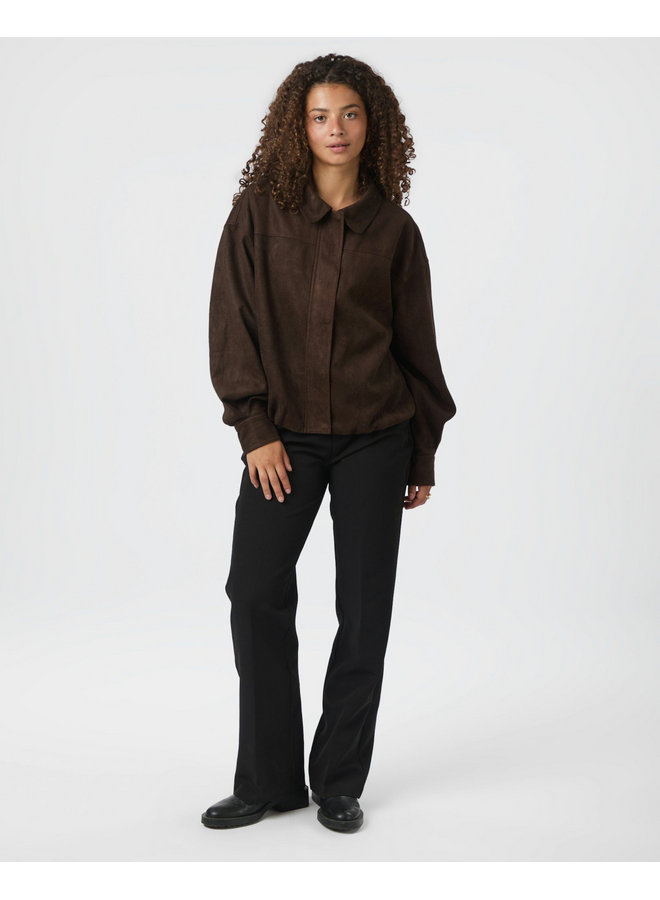 Neo Noir Rubby Faux Suede Jacket Dark Brown