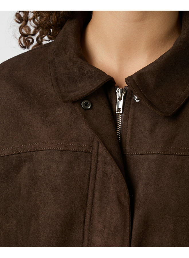 Neo Noir Rubby Faux Suede Jacket Dark Brown