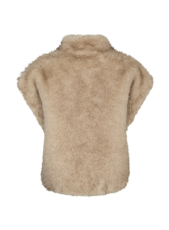 Neo Noir Kevini Faux Fur Vest Beige