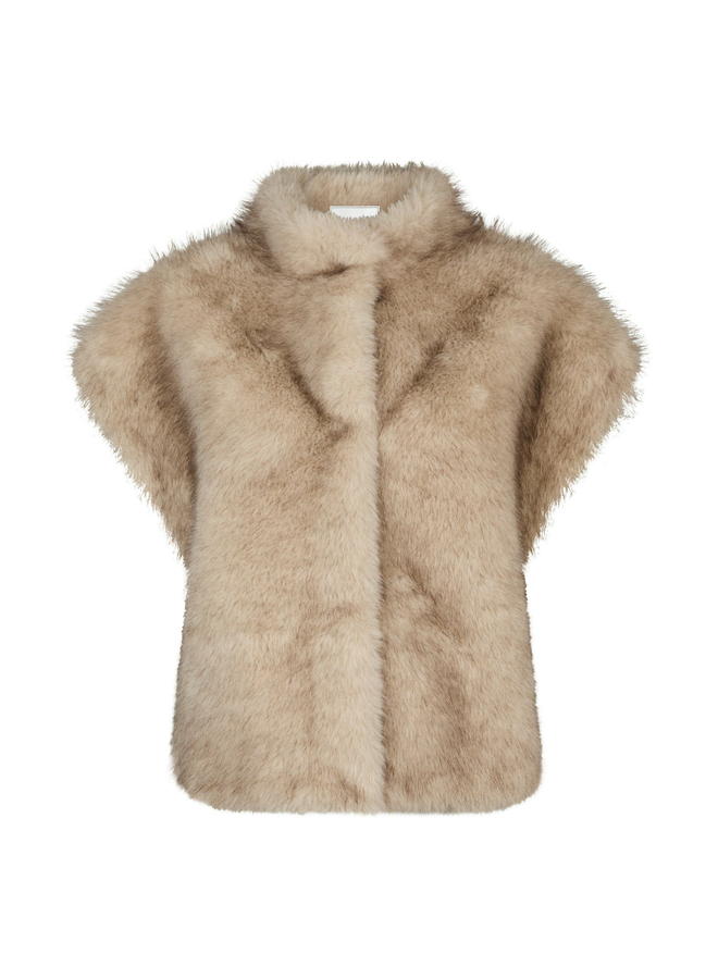 Neo Noir Kevini Faux Fur Vest Beige