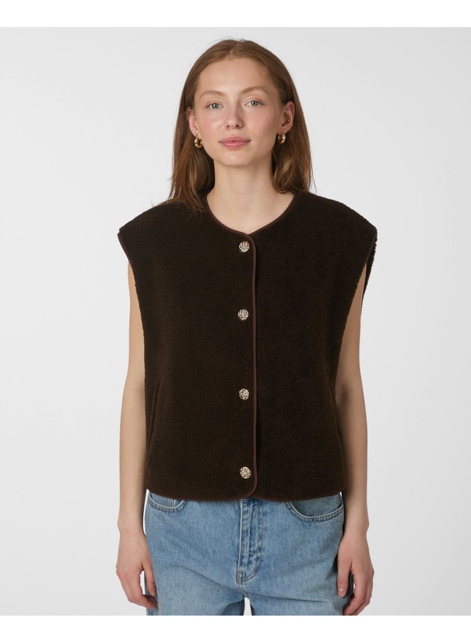 Neo Noir Mariko Teddy Vest Dark Brown