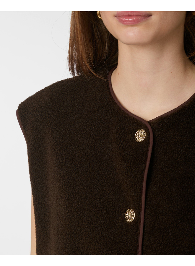 Neo Noir Mariko Teddy Vest Dark Brown