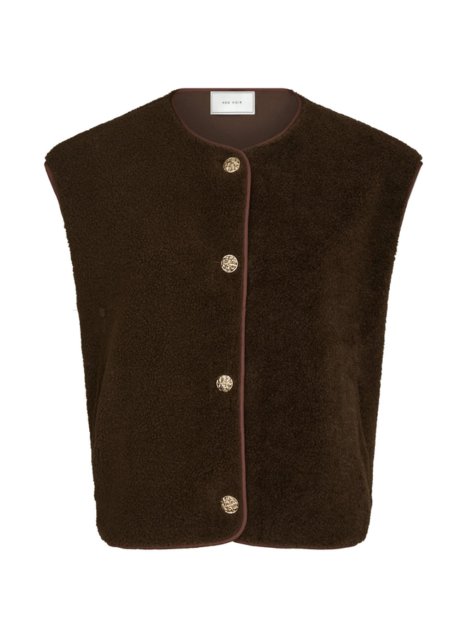 Neo Noir Mariko Teddy Vest Dark Brown