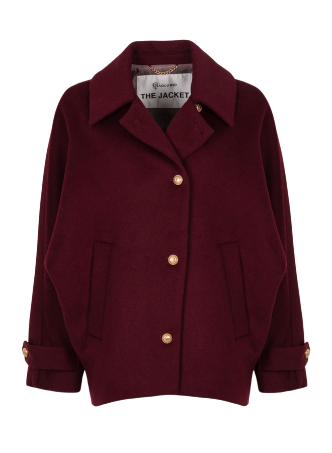 Giacomo Wool Cape Jacket Burgundy