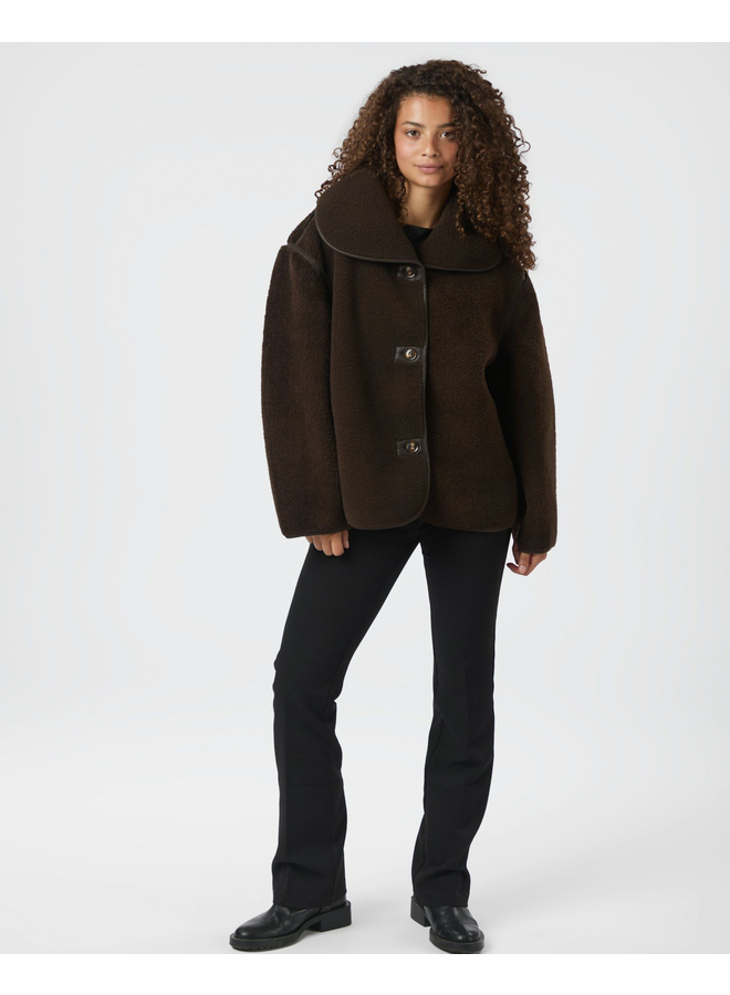 Neo Noir Edmund Teddy Jacket Dark Brown