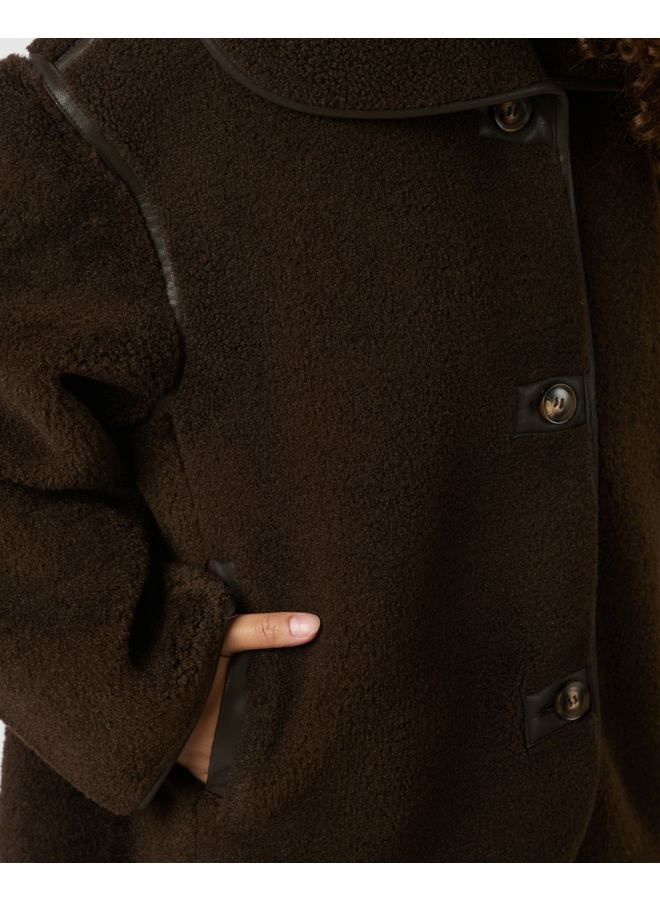 Neo Noir Edmund Teddy Jacket Dark Brown