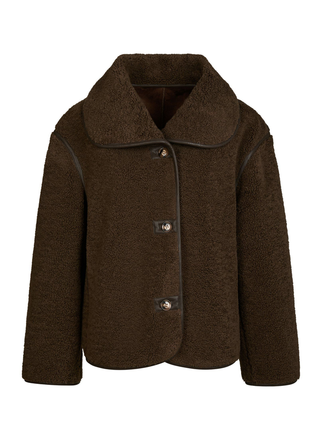 Neo Noir Edmund Teddy Jacket Dark Brown